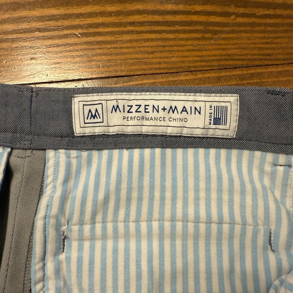Mizzen +‎ Main Pants Mens 36x31 Performance Chino Straight Trousers Gray - Picture 4 of 8